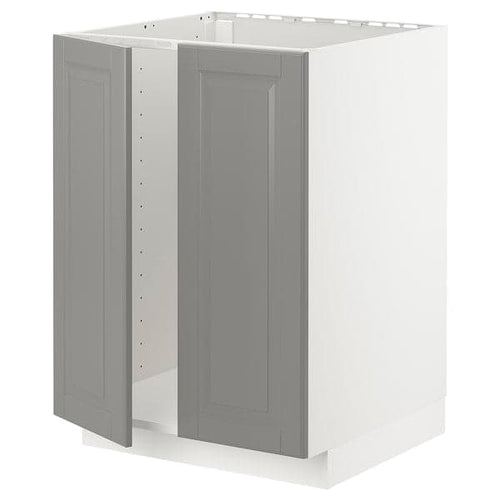 METOD - Base cabinet for sink + 2 doors, white/Bodbyn grey, 60x60 cm