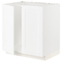 METOD base cabinet for sink + 2 doors, white Enköping/white wood effect, 80x60 cm