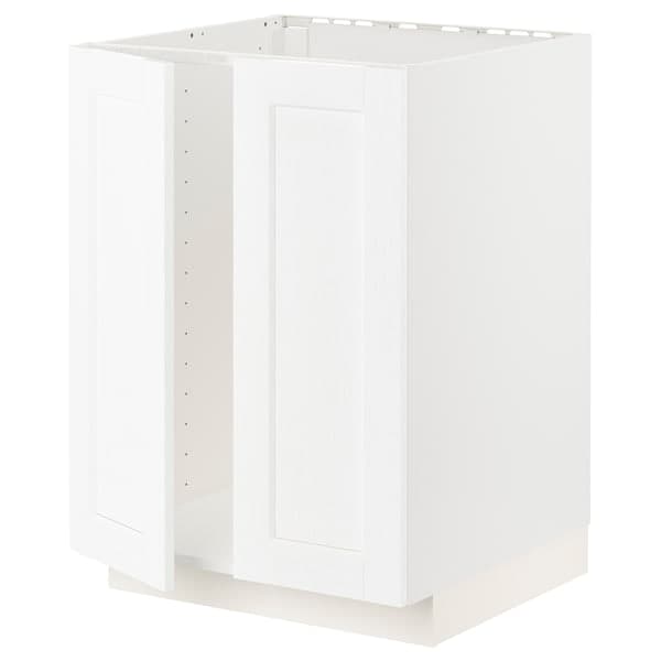 METOD - Base cabinet for sink + 2 doors, white Enköping/white wood effect, 60x60 cm - best price from Maltashopper.com 59473380