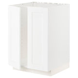 METOD base cabinet for sink + 2 doors, white Enköping/white wood effect, 60x60 cm
