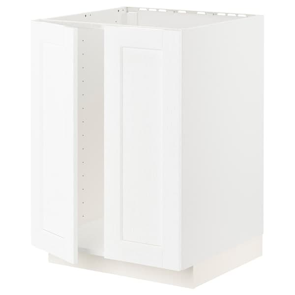 METOD - Base cabinet for sink + 2 doors, white Enköping/white wood effect, 60x60 cm