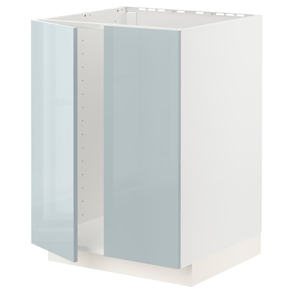 Ikea METOD - Base cabinet for sink + 2 doors, white/Kallarp light grey-blue, 60x60 cm