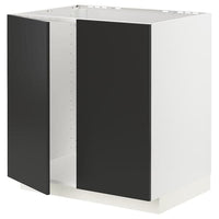 METOD - Base cabinet for sink + 2 doors, white/Nickebo matt anthracite, 80x60 cm - best price from Maltashopper.com 69498238