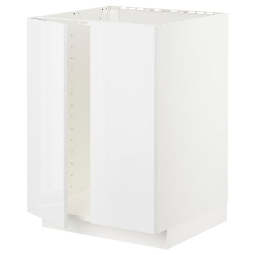 METOD base cabinet for sink + 2 doors, white/Ringhult white, 60x60 cm