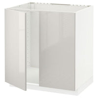 METOD - Base cabinet for sink + 2 doors, white/Ringhult light grey, 80x60 cm - best price from Maltashopper.com 49459935