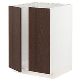 METOD base cabinet for sink + 2 doors, white/Sinarp brown, 60x60 cm