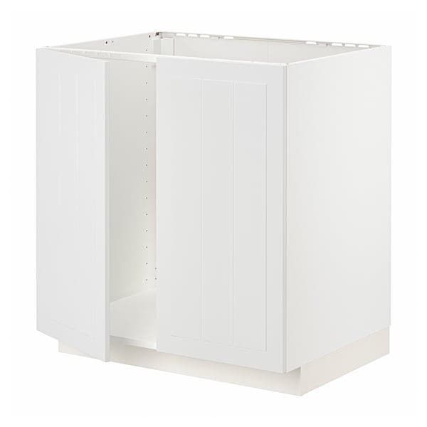 METOD - Base cabinet for sink + 2 doors, white/Stensund white, 80x60 cm - best price from Maltashopper.com 79467203