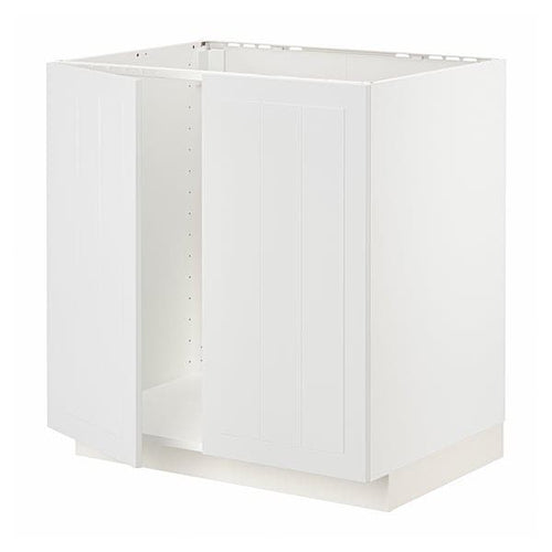 METOD - Base cabinet for sink + 2 doors, white/Stensund white, 80x60 cm