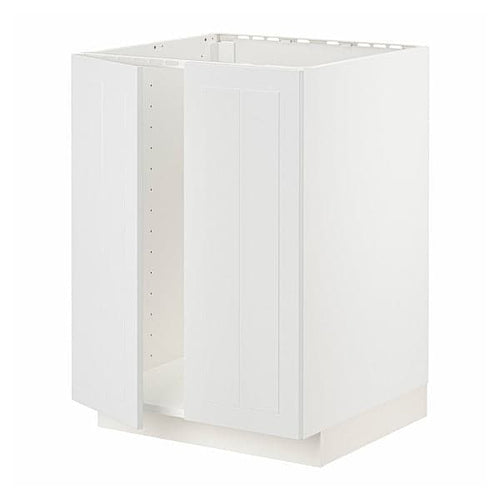 METOD - Base cabinet for sink + 2 doors, white/Stensund white, 60x60 cm