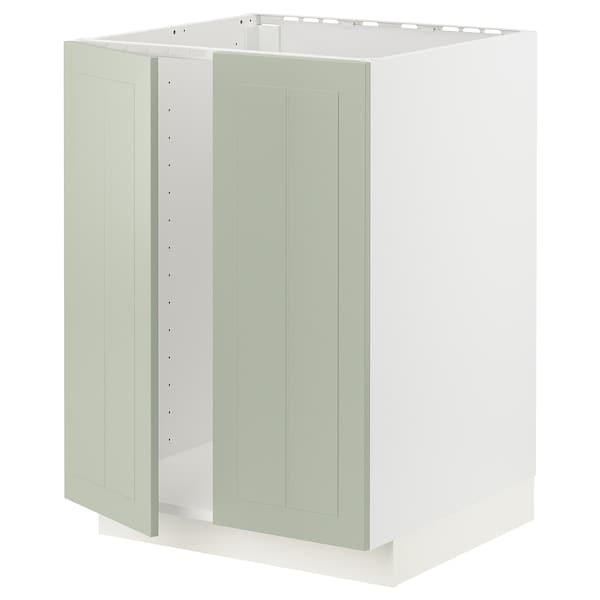METOD - Base cabinet for sink + 2 doors, white/Stensund light green, 60x60 cm - best price from Maltashopper.com 39486492
