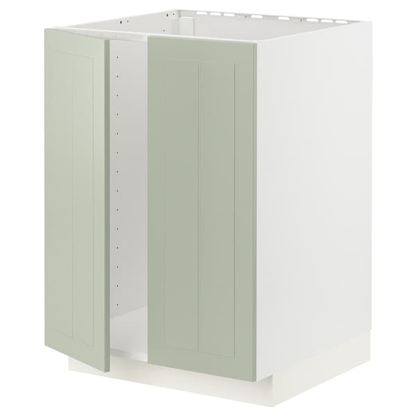 Ikea METOD - Base cabinet for sink + 2 doors, white/Stensund light green, 60x60 cm