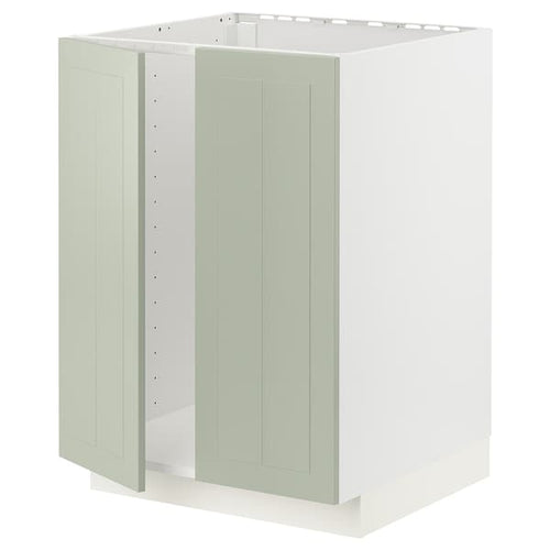 METOD - Base cabinet for sink + 2 doors, white/Stensund light green, 60x60 cm