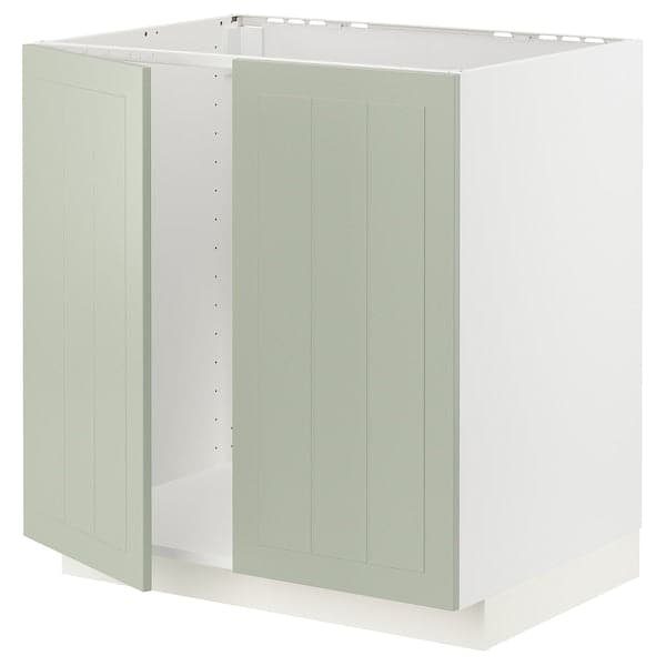 Ikea METOD - Base cabinet for sink + 2 doors, white/Stensund light green, 80x60 cm