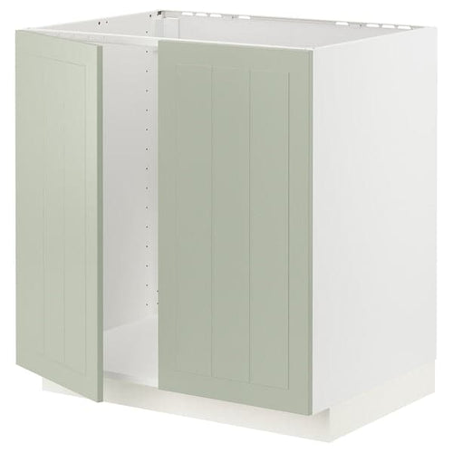 METOD - Base cabinet for sink + 2 doors, white/Stensund light green, 80x60 cm