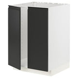 METOD base cabinet for sink + 2 doors, white/Upplöv matt anthracite, 60x60 cm
