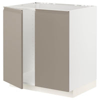 METOD - Base cabinet for sink + 2 doors, white/Upplöv matt dark beige, 80x60 cm - best price from Maltashopper.com 79492368