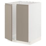 METOD base cabinet for sink + 2 doors, white/Upplöv matt dark beige, 60x60 cm