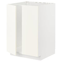 METOD - Base cabinet for sink + 2 doors, white/Vallstena white, 60x60 cm - best price from Maltashopper.com 19507141