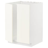 METOD base cabinet for sink + 2 doors, white/Vallstena white, 60x60 cm