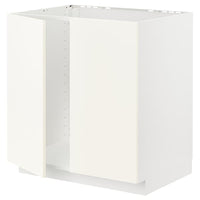 METOD - Base cabinet for sink + 2 doors, white/Vallstena white, 80x60 cm - best price from Maltashopper.com 99507137