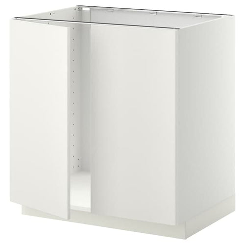 METOD - Base cabinet for sink + 2 doors, white/Veddinge white, 80x60 cm
