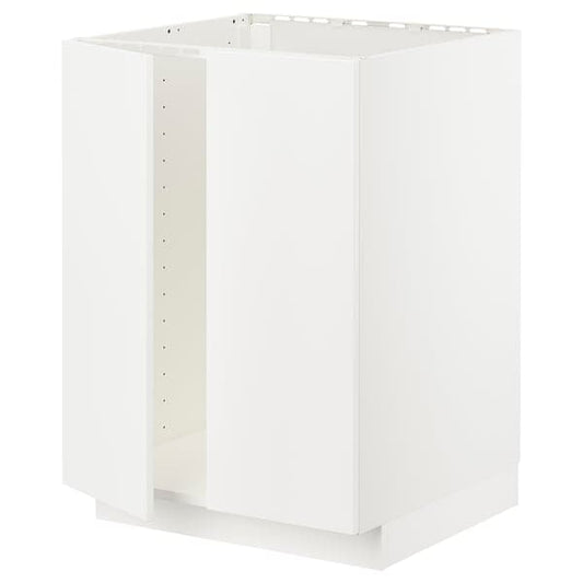 Ikea METOD - Base cabinet for sink + 2 doors, white/Veddinge white, 60x60 cm