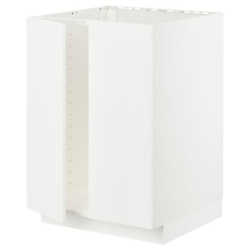 METOD - Base cabinet for sink + 2 doors, white/Veddinge white, 60x60 cm
