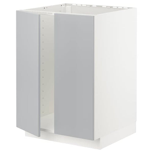 METOD - Base cabinet for sink + 2 doors, white/Veddinge grey, 60x60 cm