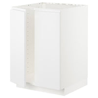 METOD - Base cabinet for sink + 2 doors, white/Voxtorp matt white, 60x60 cm - best price from Maltashopper.com 19466838