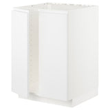 METOD base cabinet for sink + 2 doors, white/Voxtorp matt white, 60x60 cm