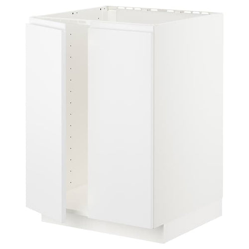 METOD - Base cabinet for sink + 2 doors, white/Voxtorp matt white, 60x60 cm
