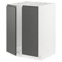 METOD - Base cabinet for sink + 2 doors, white/Voxtorp dark grey , 60x60 cm - best price from Maltashopper.com 79470031