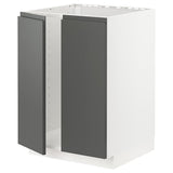 METOD base cabinet for sink + 2 doors, white/Voxtorp dark grey, 60x60 cm