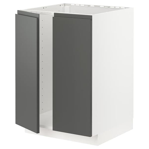 METOD - Base cabinet for sink + 2 doors, white/Voxtorp dark grey , 60x60 cm