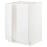 METOD base cabinet for sink + 2 doors, white/Voxtorp high-gloss/white, 60x60 cm