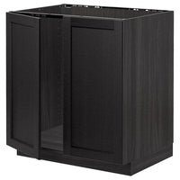 METOD - Base cabinet for sink + 2 doors, black/Lerhyttan black stained, 80x60 cm - best price from Maltashopper.com 99456048