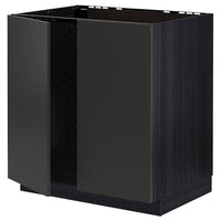 METOD - Base cabinet for sink + 2 doors, black/Nickebo matt anthracite, 80x60 cm - best price from Maltashopper.com 49499045