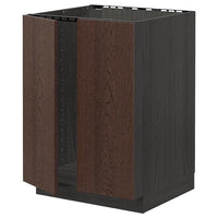 METOD - Base cabinet for sink + 2 doors, black/Sinarp brown , 60x60 cm - best price from Maltashopper.com 99467867