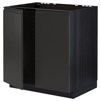 METOD - Base cabinet for sink + 2 doors, black/Upplöv matt anthracite, 80x60 cm - best price from Maltashopper.com 69495292