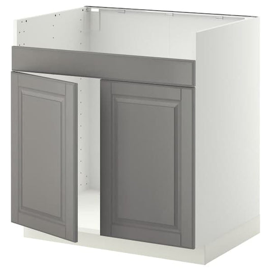 METOD - Base cab f HAVSEN double bowl sink, white/Bodbyn grey, 80x60 cm - best price from Maltashopper.com 89457939