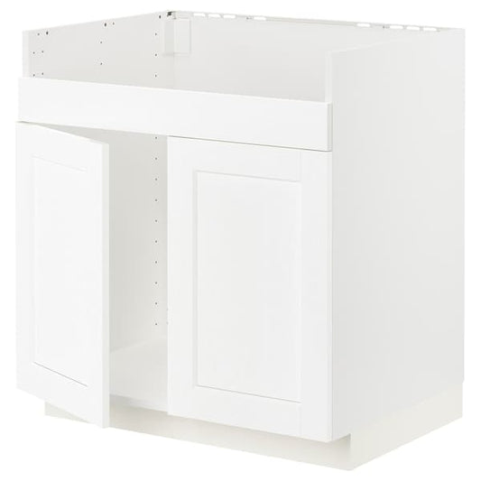 METOD - Base cab f HAVSEN double bowl sink, white Enköping/white wood effect, 80x60 cm - best price from Maltashopper.com 79473379