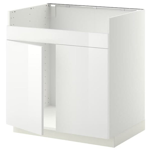 METOD - METOD Base cab f HAVSEN double bowl sink, white/Ringhult white, 80x60 cm