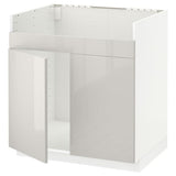 METOD base cab f HAVSEN double bowl sink, white/Ringhult light grey, 80x60 cm