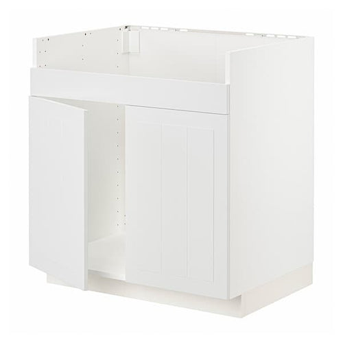 METOD - Base cab f HAVSEN double bowl sink, white/Stensund white, 80x60 cm