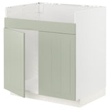 METOD base cab f HAVSEN double bowl sink, white/Stensund light green, 80x60 cm