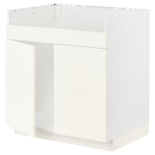 Ikea METOD - Base cab f HAVSEN double bowl sink, white/Vallstena white, 80x60 cm