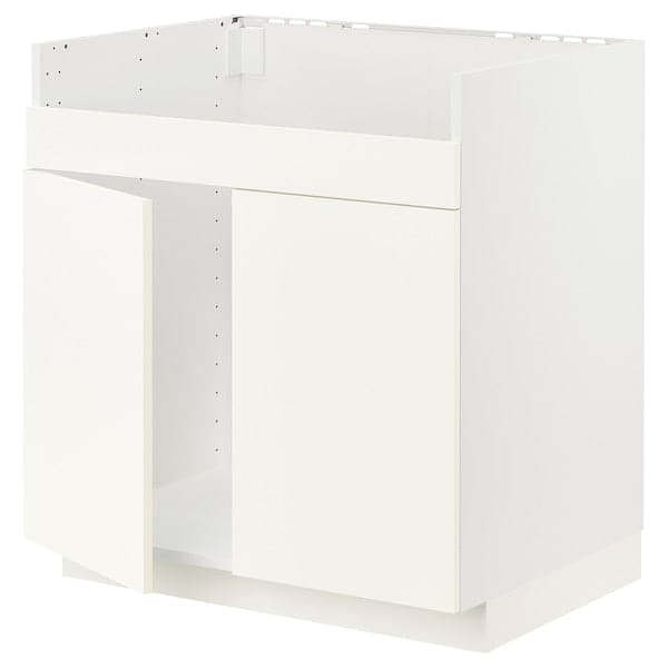 METOD - Base cab f HAVSEN double bowl sink, white/Vallstena white, 80x60 cm