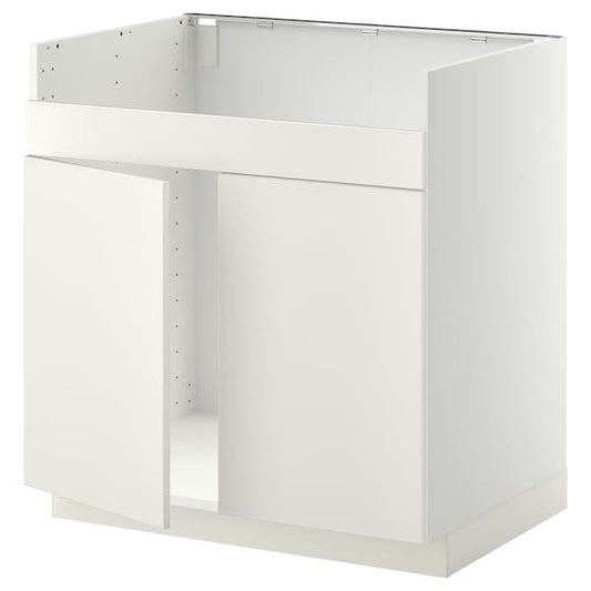 Ikea METOD - Base cab f HAVSEN double bowl sink, white/Veddinge white, 80x60 cm