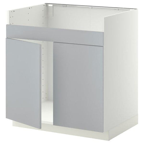 METOD - Base cab f HAVSEN double bowl sink, white/Veddinge grey, 80x60 cm