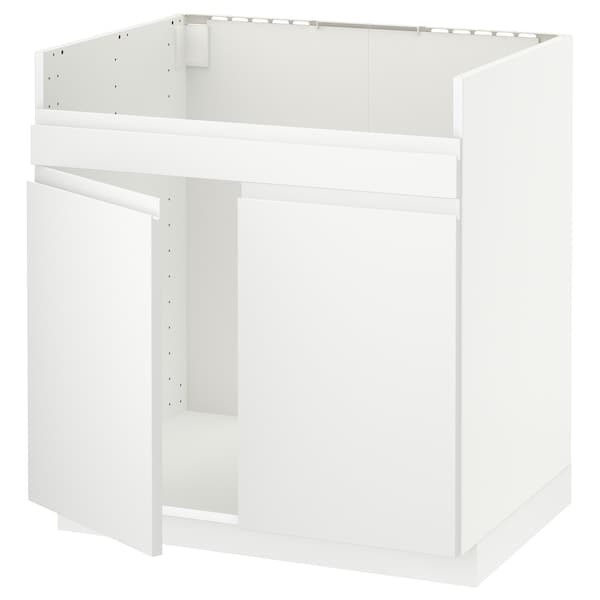 METOD - Base cab f HAVSEN double bowl sink, white/Voxtorp matt white, 80x60 cm - best price from Maltashopper.com 89468221